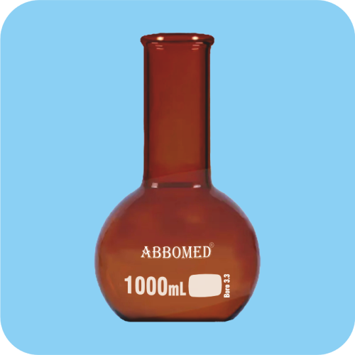 Boiling Flasks, Flat Bottom, Single Neck, Amber