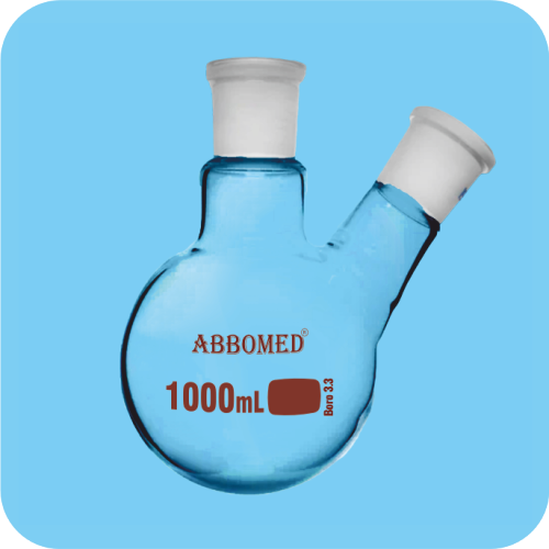 Boiling Flasks, Round Bottom, Two Necks, Angular