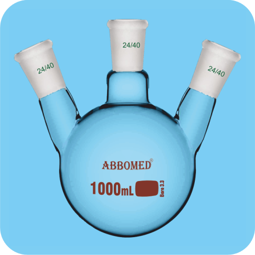 Boiling Flasks, Round Bottom, Three Necks, Angular