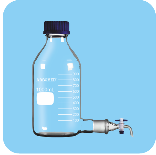 Bottles, Aspirator, with GL 45 Cap, with Socket & Interchangeable Stopcock