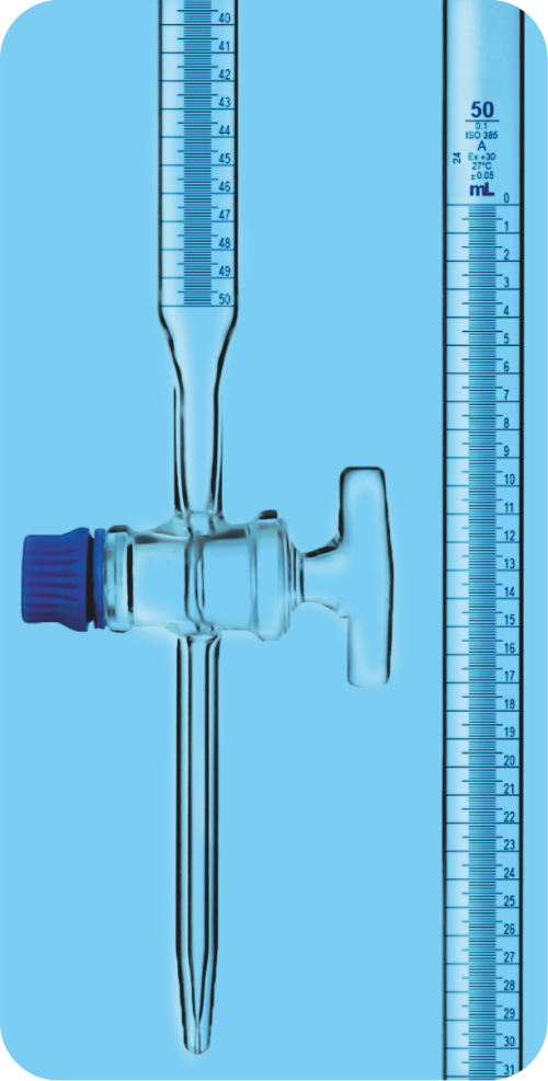 Burettes, Straight Bore, with Glass Key, Class B